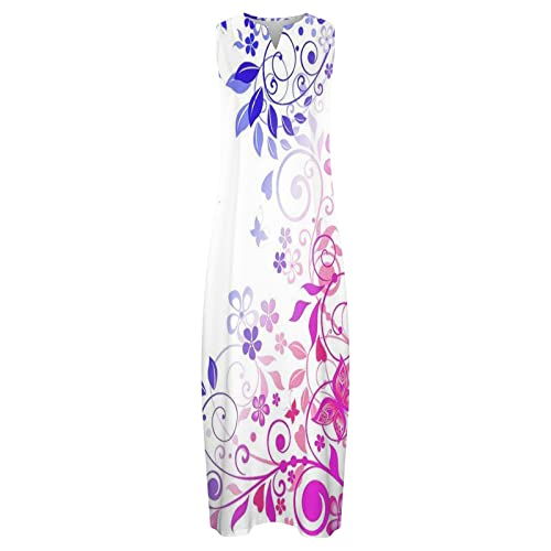 Womens Sleeveless Dresses Floral Dresses for Women V Neck Beach Hawaiian Maxi Long Summer Fall Dresses 20243