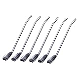 BESPORTBLE Edelstahl Trinkhalmlöffel 6 Stück Ovaler Metallstrohlöffel Wiederverwendbar Spülmaschinenfest Multifunktional für Cocktails Milchshakes und Kalte Getränke Wiederverwendbar