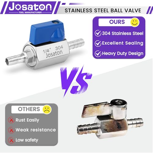 Josaton 1/4" Barb Ball Valve 304 Stainless Steel,Mini Gas 1/4 Inch Shut Off Valve for Water Gas Fuel Drip Irrigation and Aquariums with 2PCS Clamps Kits by Josaton - Image 5