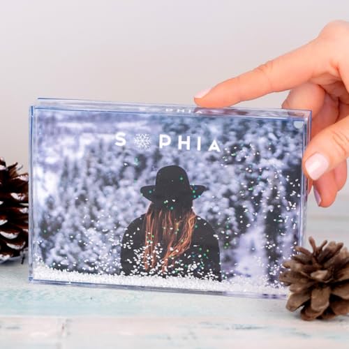 Wanapix | Bola de Nieve Personalizable con Foto | Globo de Nieve Personalziado con Fotos y Texto | Relleno de Copos de Nieve | Regalo Navidad Original | 10 x 15 cm