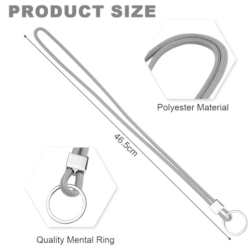 Vicloon Schlüsselband Lang, Nylon Lanyards mit karabiner, Schlüsselbänder Umhängebänder mit Drehbarem Metallclip Abnehmbare Neck Lanyard Langes Handgelenk Paracord Schlüsselanhänger(Asche)