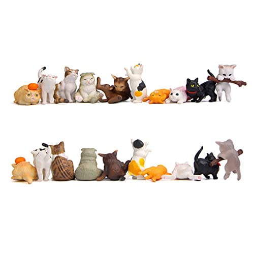 Halloluck 10 Pcs Kawaii Cat Characters Toy Mini Figure Collection Playset, Cake Topper, Plant, Automobile Decoration, Miniature Decorations, Landscape Scenes #TOP4