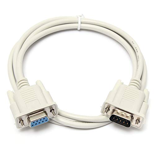 ANDTRONICS 9 Pin Serial Male to Female Extension Cable Lead DB9 RS232 Serial - 5M 15FT - White Color