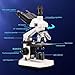 QIANMEI Microscope for Adults Kids, 40x-5000x Professional Lab Compound Trinocular Microscope,Mechanical Stage+Ultra-Precise Focusing+5 Million Pixel Electronic Eyepiece,Dual LED Illumination,White
