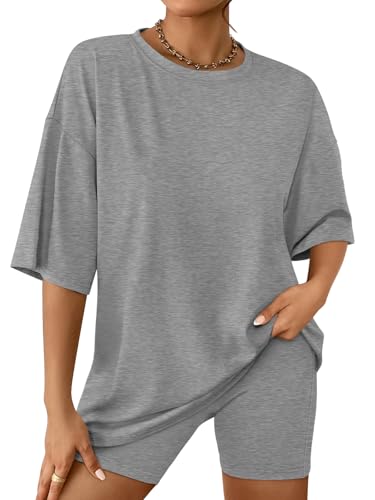 Image of AUTOMET Women 2 Piece Sets Summer Outfits 2026 Two Piece Matching Clothing | Oversized Tshirts,Biker Shorts,Short Sets,Workout Sets,Summer Sets,Lounge sets