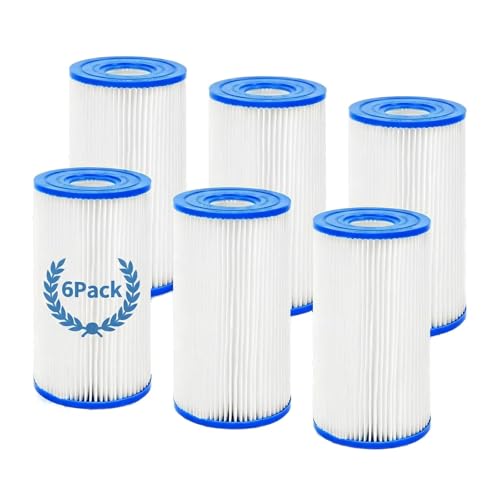 KGC Filtre Piscine Type A/C, Lot de 6 Cartouches filtrantes Compatible avec Intex 29000E/59900E pour piscines et spas Hors Sol Cartouche filtrante Pumpools