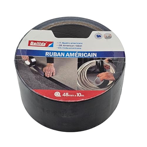 Cinta adhesiva de tela negra, 48 mm x 10 m, cinta de tela americana ultra resistente, color negro, cinta adhesiva de reparación de sellado, black duty duct tape, gaffer