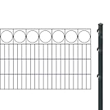 Schmuckzaunset inkl. Pfosten zum Einbetonieren (Höhe: 80 cm, Länge: 8,4 m) | Doppelstabmatten mit Zierleiste ’Ring’, Anthrazit | UV- und witterungsbeständig