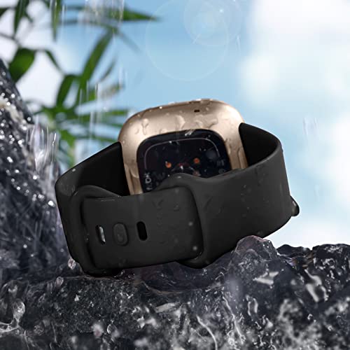 Getino Bands Compatible with Fitbit Sense and Fitbit Versa 3, Soft Waterproof and Durable Classic Silicone Sport Strap, Adjustable Replacement Wristbands for Women Men, Large Small