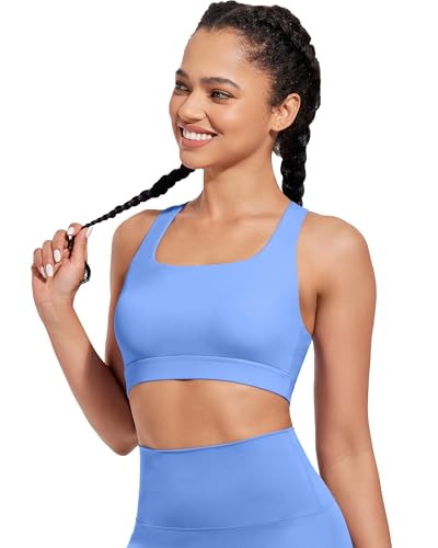Xunyu Open Back Sports Bras For Women Supportive Workout Tank Tops Built In Bra Square Neck Crop Yoga Top Push Up thumb #1