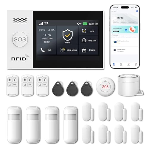PGST Alarm System for Home Security,WIFI+4G GSM for Home and Apartment,with Door/Window Contact,Motion Detector,Works with Alexa and Google Home,NO Monthly Fees