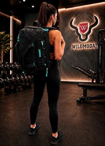 Image of 50L Gym Duffel Bag | Large Travel Sports Bag for Men & Women (Black & Blue)