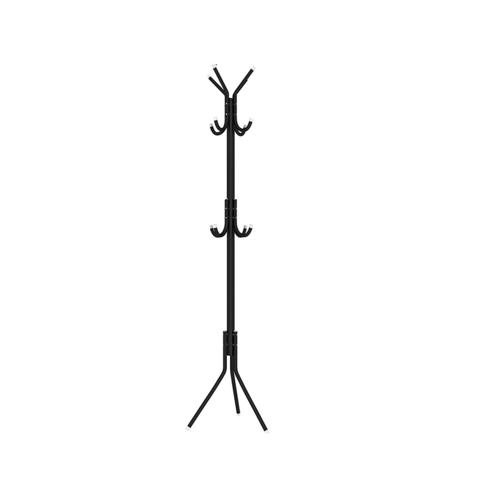 JINGYAN Standard Hangers Rack Coat Hanger Hat Clothes Tree Stand Standing Floor Metal Hanging Organizer Hangable And Bag(Schwarz)