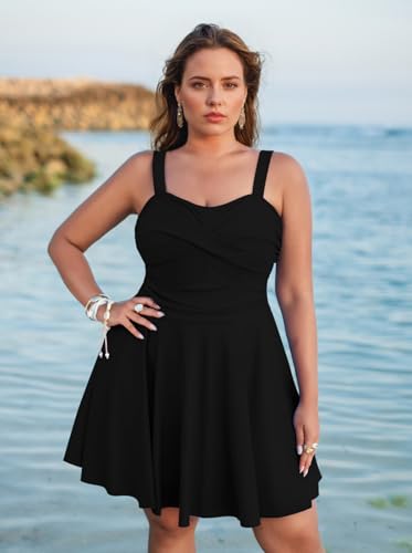 Sovoyontee Women Plus Size Tankini Swimsuit Two Piece Flowy Swimdress Bathing Suits with Shorts4