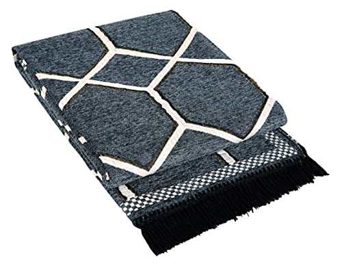 Image of Sparrow WorldGeometric Designer Superfine Exclusive Velvet Chenille Carpet /Area Rug /Bedside Runner (Br-Grey, 6 X 9 (274 X 182 CM)
