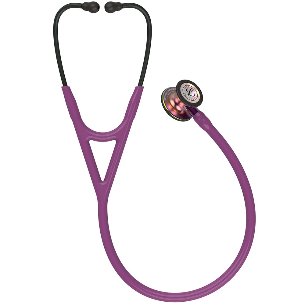 3M Littmann Cardiology IV Estetoscopio con Grabado Gratuito y Linterna Pupilar de Regalo (Ciruela/Rainbow Edition/Violet Stem)