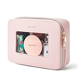 Mroede Clear Makeup Bag Portable Travel Cosmetic Bags Multipurpose Clear Makeup Bags with Zipper Transparent Toiletry Bag Make Up Bag Organizer for Women Traveling Car Essentials,Medium,Pink