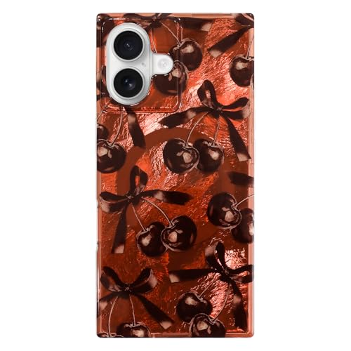 Coque antichoc iPhone 17 MagSafe rectangulaire avec motif nœud mignon