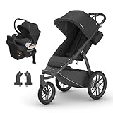 UPPAbaby Travel System – Ridge Stroller + Aria Lightweight Car Seat Combo - Toddler Seat, Rain Shield, Bug Shield, Car Seat, Base with Load Leg + Infant Insert Included – Jake (Charcoal)