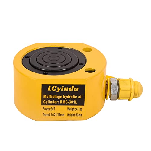 Image of 30T Hydraulic Cylinder Jack Ram 2.1 inch Stroke Solid Single Acting Multi-Section Stroke Hydraulic Ram Cylinder Hydraulic Lifting Jack Portable for Machinery, Bridge, RMC-301L
