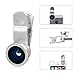 Aerb 3in1 Universal 180° Fisheye Lens + Wide Angle + Macro Lens Clip Camera Photo Kit For Apple iPhone 6 Plus/6S/6/5S/5C/5/4S/4, iPad Air 2/1, iPad 4/3/2, iPad Mini 3/2/1, Samsung Galaxy S6 Edge/S6/S5/S4, Galaxy Note 4/3/2, Sony, Motorola Droid and Other Smart Phones (Silver)