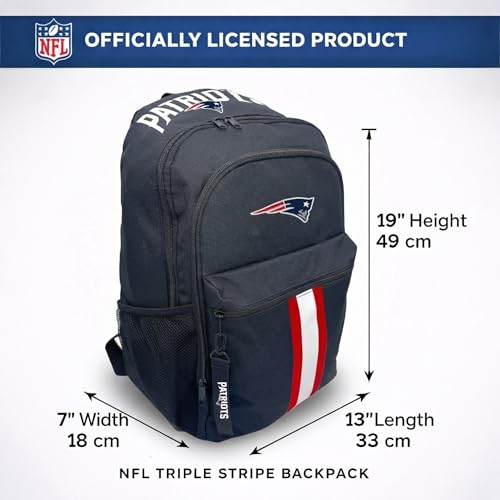 Image of NFL New England Patriots Backpack - Triple Stripe Wordmark Design with Keychain