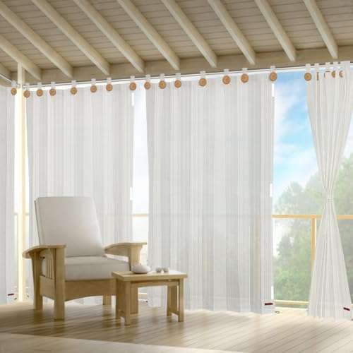 Image of HIPPO HDPE 230 GSM Outdoor Loop Curtain for Balcony & Patio UV Protection, Sun Blocking, Light-Filtering Curtains (Arctic-White, 3FTX8FT, 1PC)