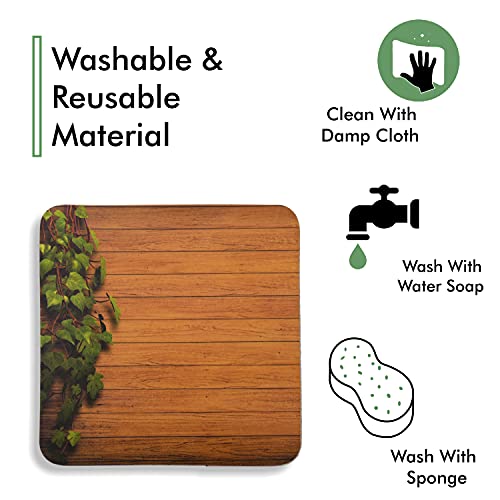Image of Yellow Weaves Wooden Style PVC Dining Table Placemats (Brown) - 6 Piece