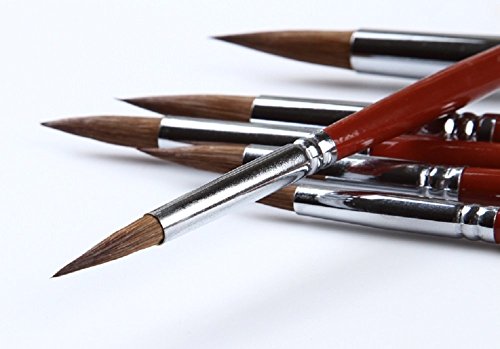 Zhouxf Artist Paint Brushes Set Red Sable Weasel Hair Round Brush For Watercolor Acrylic And Oil Painting Long Handle 6 Pcs #TOP2