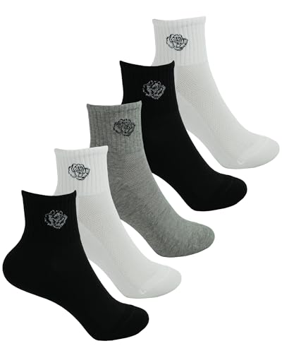 Womens Mesh Ankle Socks Spring Summer Breathable Socks with Bow Patterns 5 Pairs