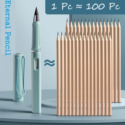 Woodzi 6 Sets Inkless Everlasting, Infinity Magic Pencil With Eraser, Tree-Friendly Cute Forever Pencil For Kids Writing, Sketch, Drawing, (6 Pencils + 6 Erasers + 6 Replacement Pen Tips) #TOP3