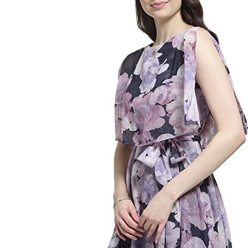 Jessica Howard Women's Clip Chiffon Fit & Flare Sleeveless-Guest Of Wedding, Navy/Lilac, 8 #TOP3