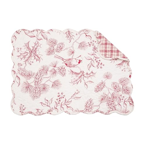 Image of Cardinal & Winter Branches Vintage 100% Cotton Set of 6 Placemats 13 inch x 19 inch