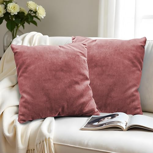 Image of R home Velvet Cushion Cover | Pack of 2 | for Sofa, Bed, Car, Living Room & Chair | Decorative Throw Reversible Cushion Covers (2, Bubble-Gum, 18 X 18 INCH)