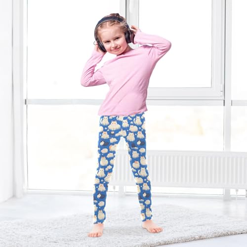 KLL Cats with Cute Clouds Pattern with Blue Sky Toddler Girl Active Leggings Stretch Full Length Workout Pants Sports4