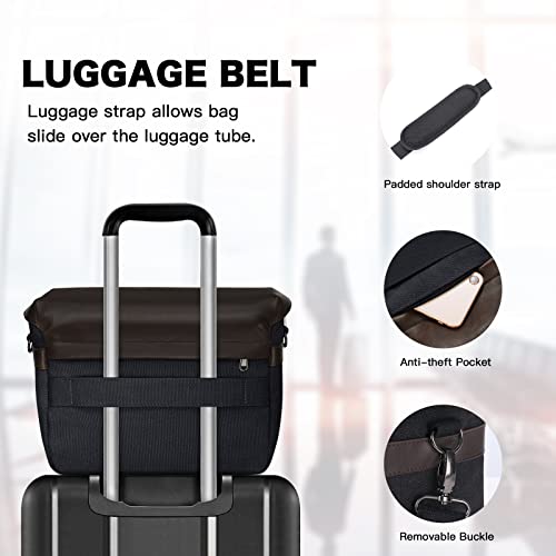 Maleta para cámara MOSISO vintage de cuero negro miniatura 4