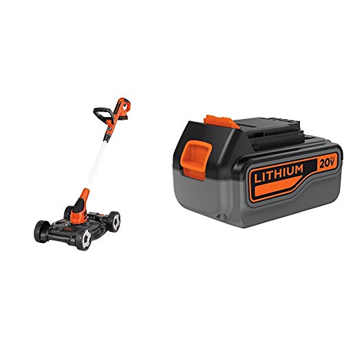 BLACK+DECKER 3-in-1 Lawn Mower, String Trimmer and Edger, 12-Inch with Extra 4-Ah Lithium Ion Battery Pack (MTC220 & LB2X4020)