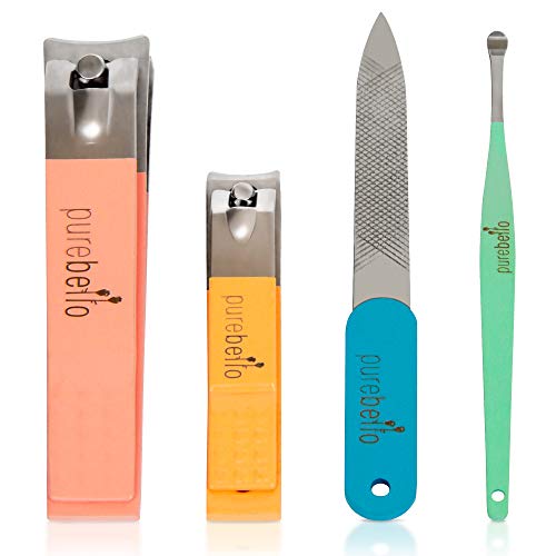 4 Piece Nail Clippers Set | Salon Quality Results In The Comfort Of Your Own Home With Travel Case By Purebello