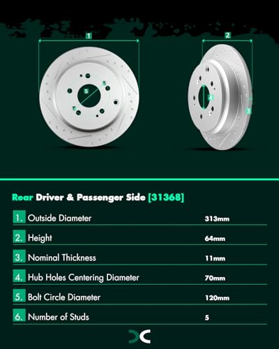 Image of SCITOO Front 11.65 inch Rear 12.32 inch Brake Pads and Rotors Kits Brakes Kit | Fit For Honda Odyssey 2005 2006 2007 2008 2009 2010 Replacement:D1088-7993;D1521-7994;31369;31368