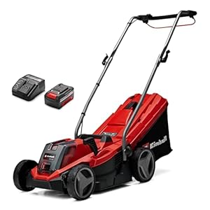 Einhell Power X-Change 18/33 Cordless Lawnmower With Battery and Charger - 18V, Brushless Motor, 33cm Cutting Width, 30L Grass Box, 5 Cutting Heights - GE-CM 18/33 Li Battery Lawn Mower
