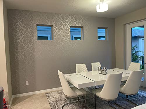 Yaretzy Peel And Stick Wallpaper 3D Silver Grey Floral Modern Damask Removable Wallpaper Bedroom Embossed Sticky Self Adhesive Wallpaper 20.8Inch X 118Inch #TOP4