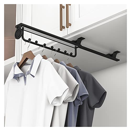 pujindu Ausziehbare Kleiderbügelauszug, Kleiderstange Aus Aluminium 40cm Kleiderbügelhalter für Kleiderschrank, Verstellbarer Garderobenauszug Schwarz ( Farbe : Schwarz , Größe : 7 beads ) Cover