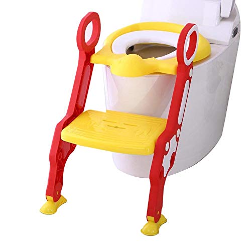 Pot de siège pour toilette bébé jaune avec échelle pliable