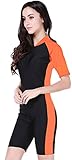 yeesam Mädchen- & Damen-Badeanzug mit halblangen Ärmeln und knielang, Surf-Anzug kurze Ärmel UPF 50 + Gr. Intl-Large, Orange
