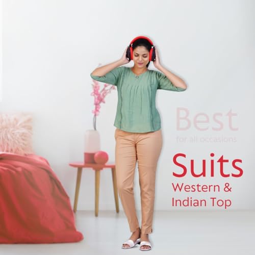 Image of Happy Bunny Cotton Blend Lycra Kurti Pants for Women, Soft 30% Stretch Full Length Trousers with Elastic Waist & Zip Pocket, Ideal for Office, Work, Casual, Home Wear Breathable Slim Fit