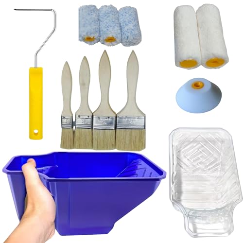 Kit Rodillos Pintura Pared Completo | Nuevo Formato Cubeta Pintura más Cómoda Gran Capacidad 1L con Rodillos Pintura Multiusos Antigoteo para Pintar como un Profesional
