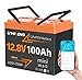 LITHINENG 12V 100Ah LiFePO4 Battery with Bluetooth, Mini Lithium Battery Built-in 100A BMS with Low-Temp Protection, Up to 15000 Deep Cycles, Perfect for Trolling Motor, Marine, RV, Solar Off-Grid