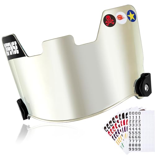 Copkim Universal Football Helmet Visor for Youth Adult Kids Football Visor for Helmet with 9 Set DIY Stickers and 2 Visor Clips Scratch Resistant Fog Lacrosse Football Eye-Shield Visor(Clear Silver)