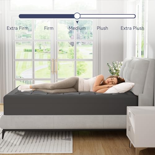ELEMUSE Dual Layer 3 Inch Memory Foam Mattress Topper Full, 2 Inch Cooling Gel Memory Foam Plus 1 Inch Down Alternative Pillowtop Mattress Pad with Cooling Cover, Soft Comfort Support, Grey — view 5