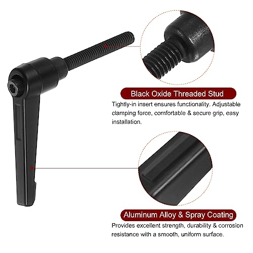 Image of HARFINGTON 6pcs Adjustable Clamping Lever Handles M6 x 50mm Male Thread Bolt Knobs Rotating Screw Locking Quick Release Ratchet Push Button Handle, Black